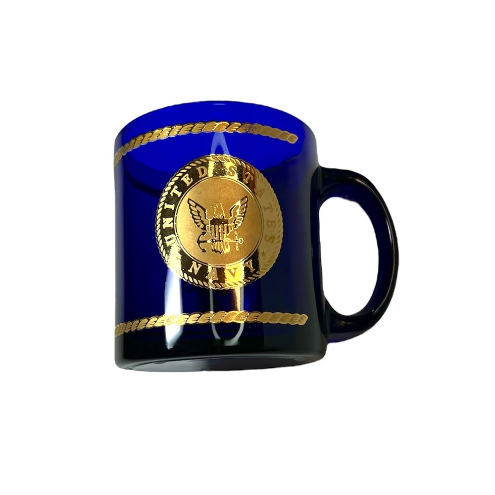 Vintage United States Navy Pearl Harbor Fired Glass Mug